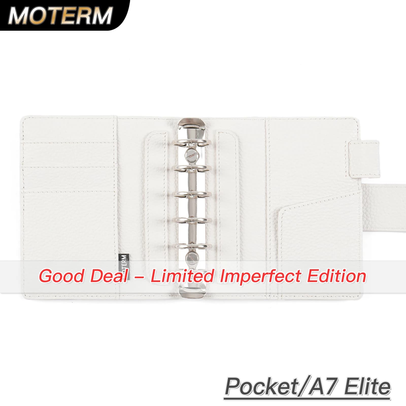 Copertina per agenda ad anelli A7 Limited Imperfect Elite Pocket, in pelle martellata, organizer, taccuino, diario con anelli da 25 mm