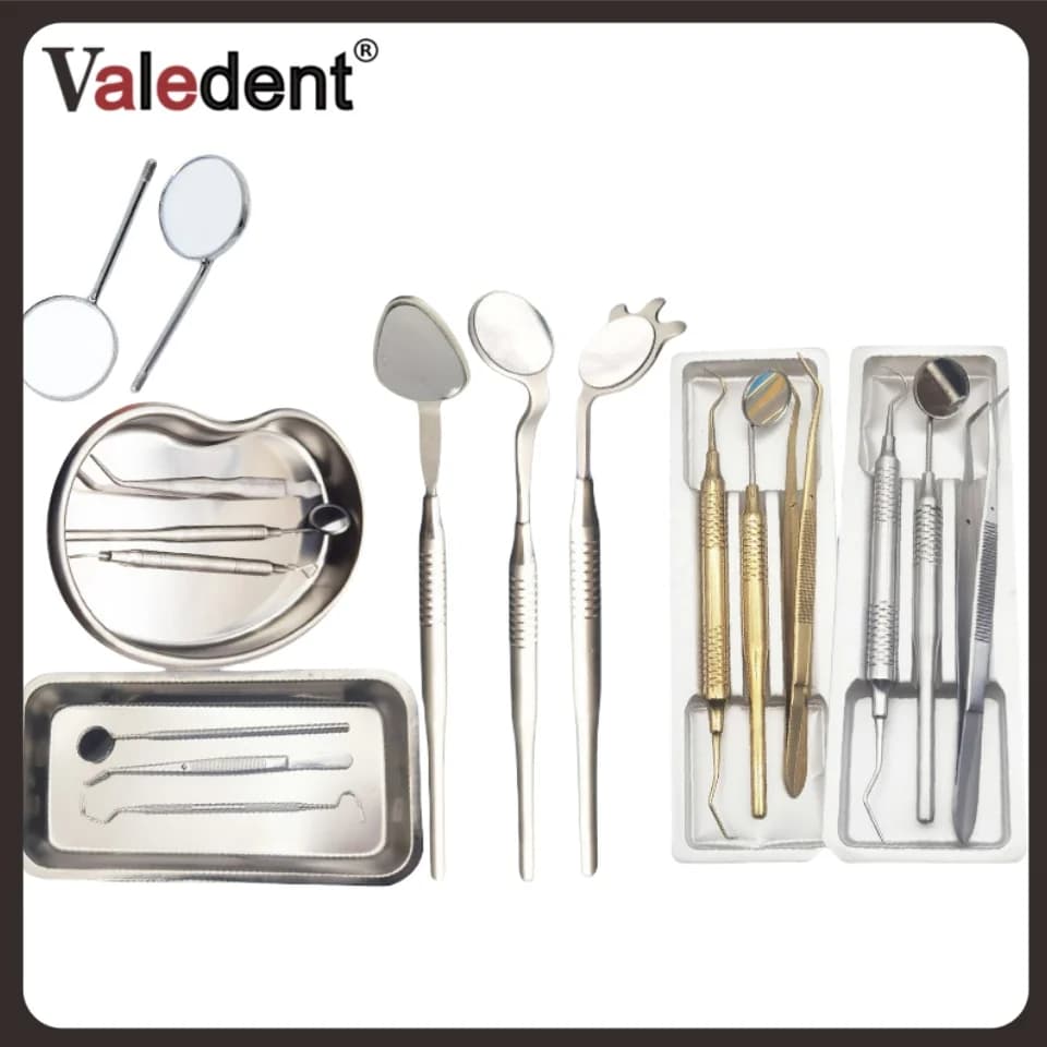 Dental mouth mirror Stainless steel tweezers Elbow tool Dentist cleaning teeth whitening tool set for dentistry