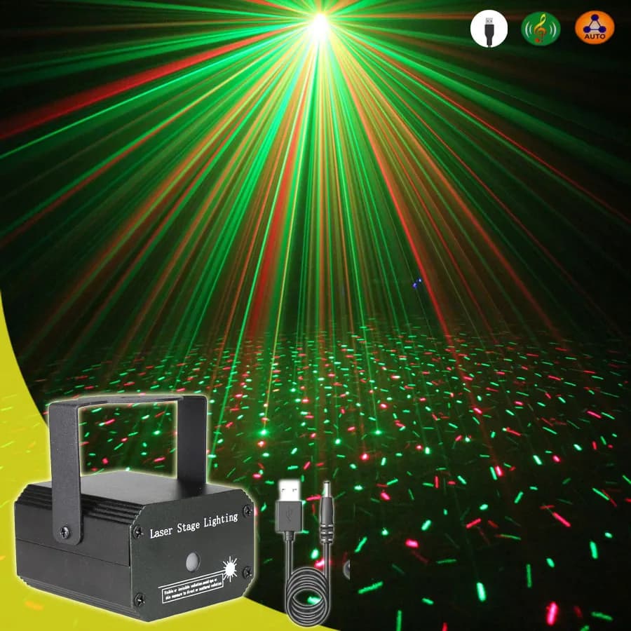 ESHINY Mini 2in1 R&G Laser Modelli Full Star Proiettore DJ Danza Disco Bar Palla magica LED Festa di Natale Effetto scenico Spettacolo di luci Y10