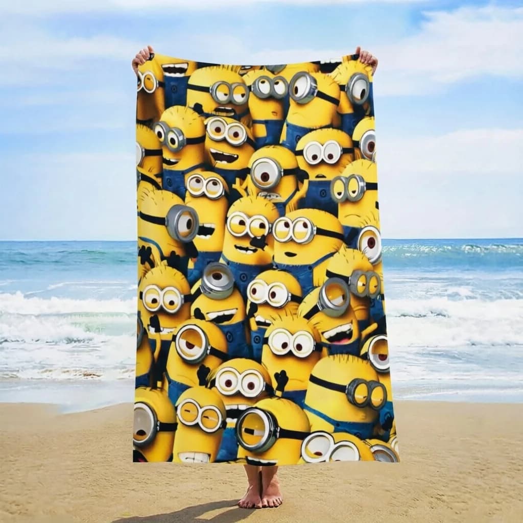 Asciugamano da spiaggia Minions Cute Carto, super assorbente e leggero, ideale per bambini e adulti, piscina, spiaggia, viaggi, bagno, casa, uso quotidiano