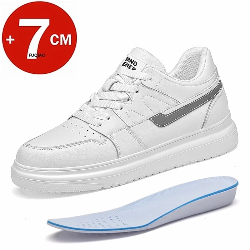 Men's Shoes in Vera Leather with Rialzo Interior 7cm, Sneakers Breathable Fashion Casual Sport