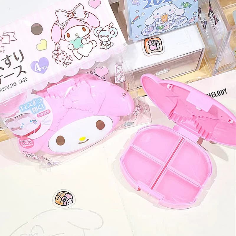 Mini Organizzatore Sanrio, Portapillole da Viaggio Anime Hello Kitty, Contenitore Portatile per Medicine e Vitamine My Melody