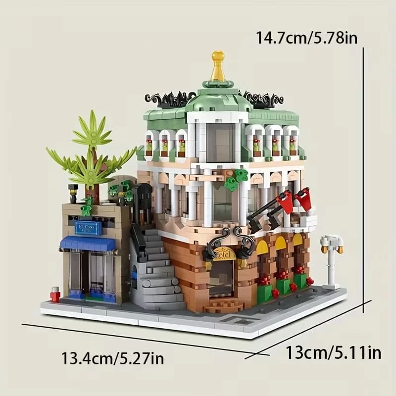 1339 pezzi City Street Corner Building Model Building Block Set Modello architettonico creativo Ambiente caldo Layout Decorazione Soggiorno Collezione fai da te!