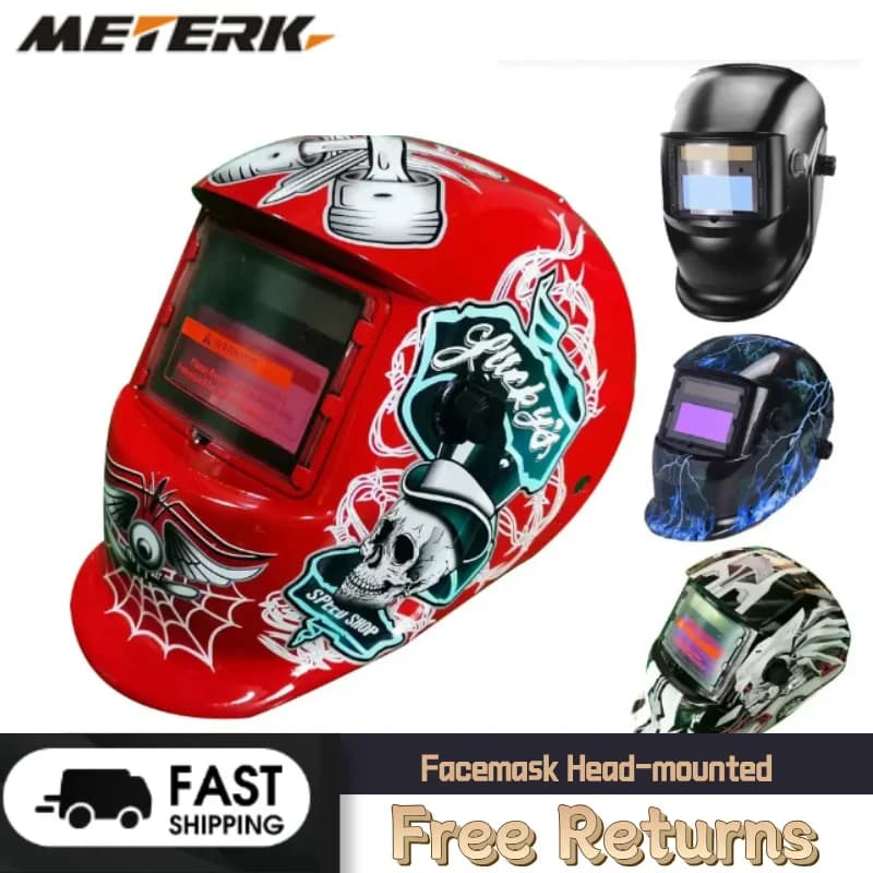 Welding mask with automatic attenuation of solar charging Welding mask with LCD screen with wide view mounted on the head Automatic obscuring mask