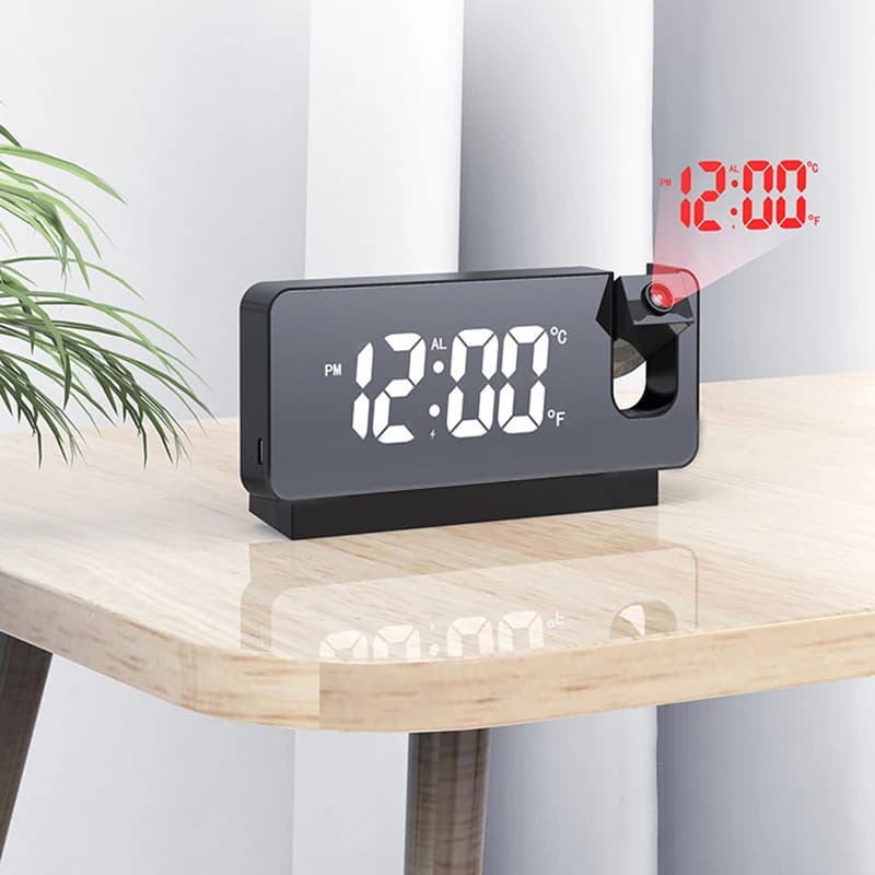Sveglia a proiezione digitale con proiettore girevole da soffitto/parete Orologio da tavolo da comodino Ampio display per ufficio camera da letto