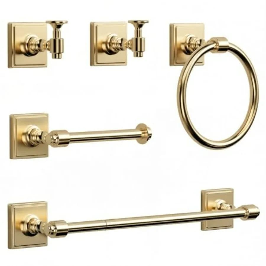 Set di portasciugamani da bagno: finitura oro champagne, acciaio inossidabile SUS304, set di accessori da parete in 5 pezzi inclusi 24 portasciugamani.
