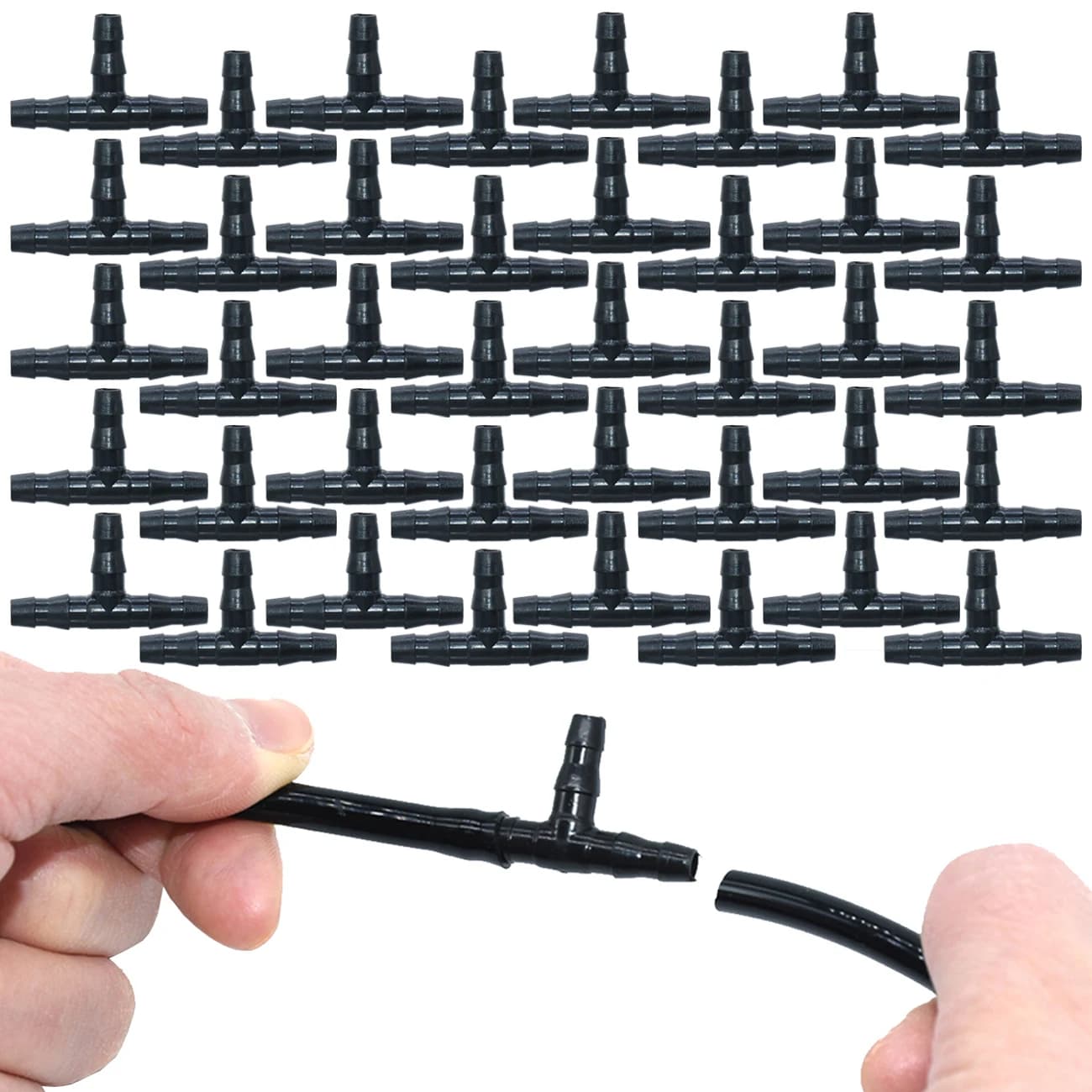 SPRYCLE 20-100PCS 1/4 Pollici Connettore Tee Comune di Irrigazione a goccia Gocciolatore di Irrigazione Attrezzi Da Giardino per 4mm/7 millimetri Tubo Tubo Ad Effetto Serra