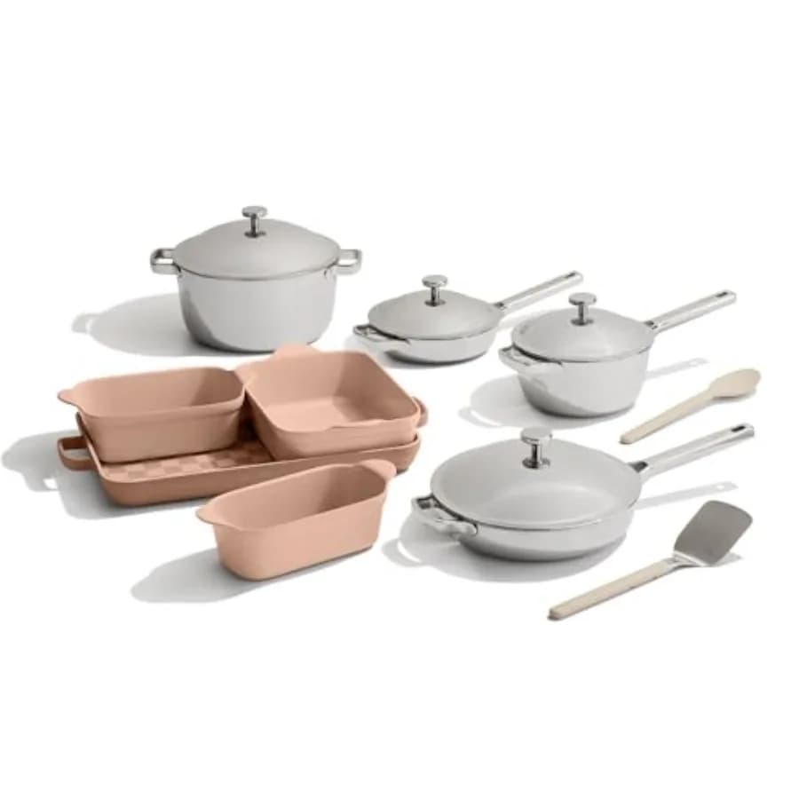 Set di Pentole e Teglie in Titanio Pro da 15 Pezzi per Cucina Domestica, Padelle e Pentole Antiaderenti in Acciaio Inox Titanio Tri-Ply, Ceramica No