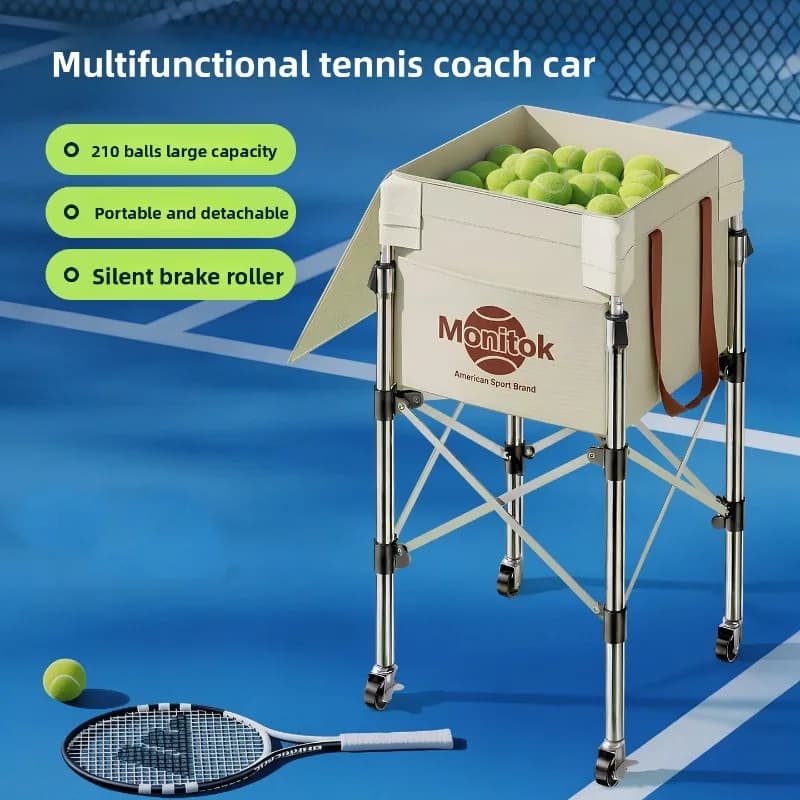 Tennis Ball Storage Cart Portable Coach Training Ball Retriever Foldable Large Capacity Pick Up Cart Pick Up The Ball Basket