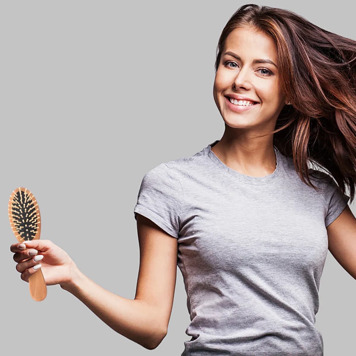 Set di 2 Spazzole per Capelli con Cuscinetto d'Aria, in Legno Naturale, per Massaggio del Cuoio Capelluto, Districante, con Manico Ergonomico, per Alleviare Affaticamento e Mal di Testa, per Casa e Hotel
