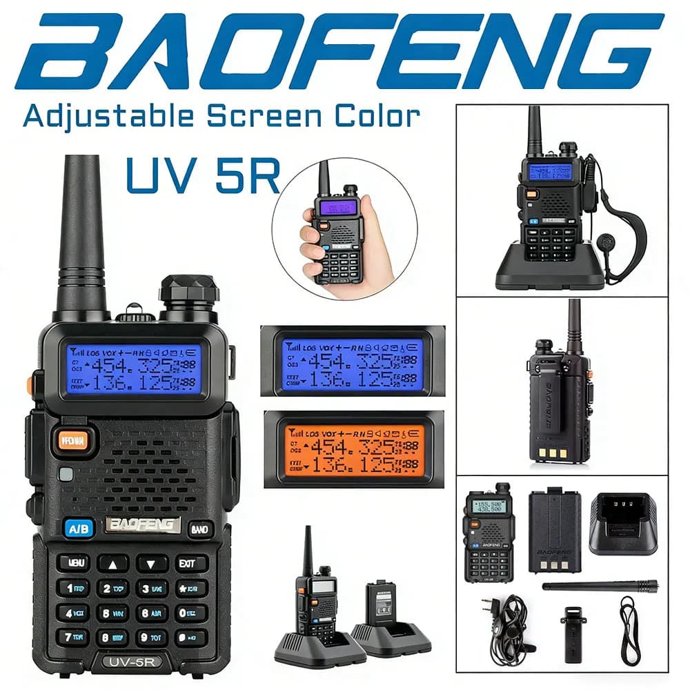 Baofeng UV-5R Walkie Talkie ad Alta Potenza 8W Dual Band VHF/UHF FM Radio Portatile Bidirezionale 128 Canali 1800mAh Lunga Portata