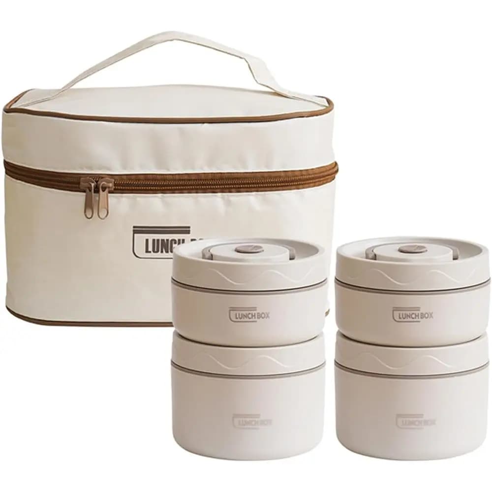 Contenitore per Pranzo/Snack a Tre Strati in Acciaio Inox, Ermetico e Isolato, con Borsa Termica, 70oz