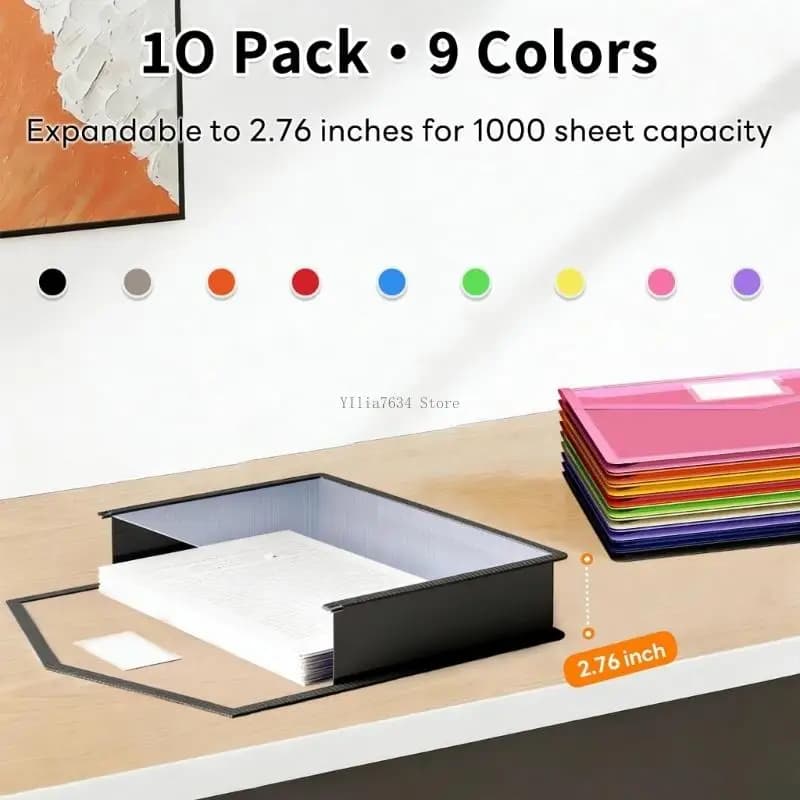 6Pcs Expandable Clear Plastic File Folders Waterproof Document Organiser Case