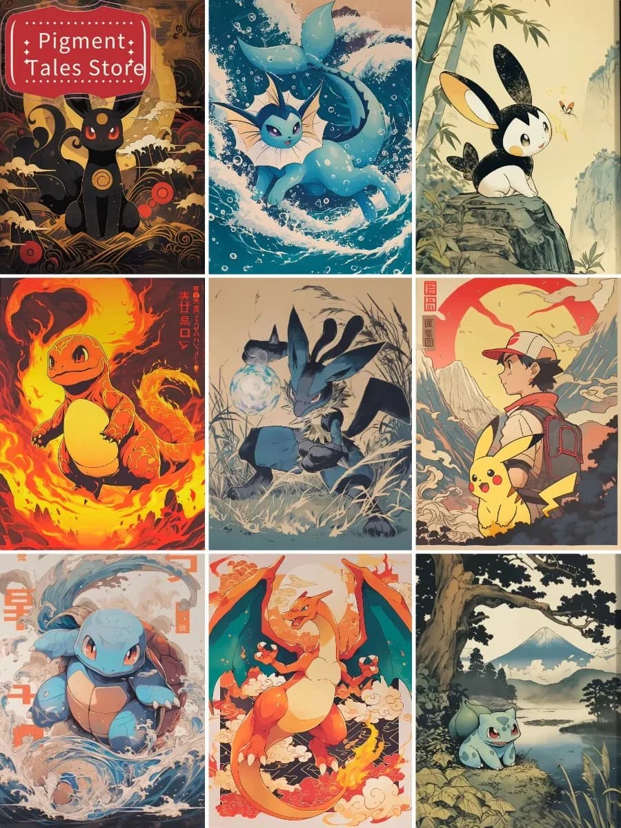 1pc frameless Oil Painting By Number Adults P-Pokemon Japanese Anime Home Decoration Painting Wall Bedroom Room Decor Gift Frame