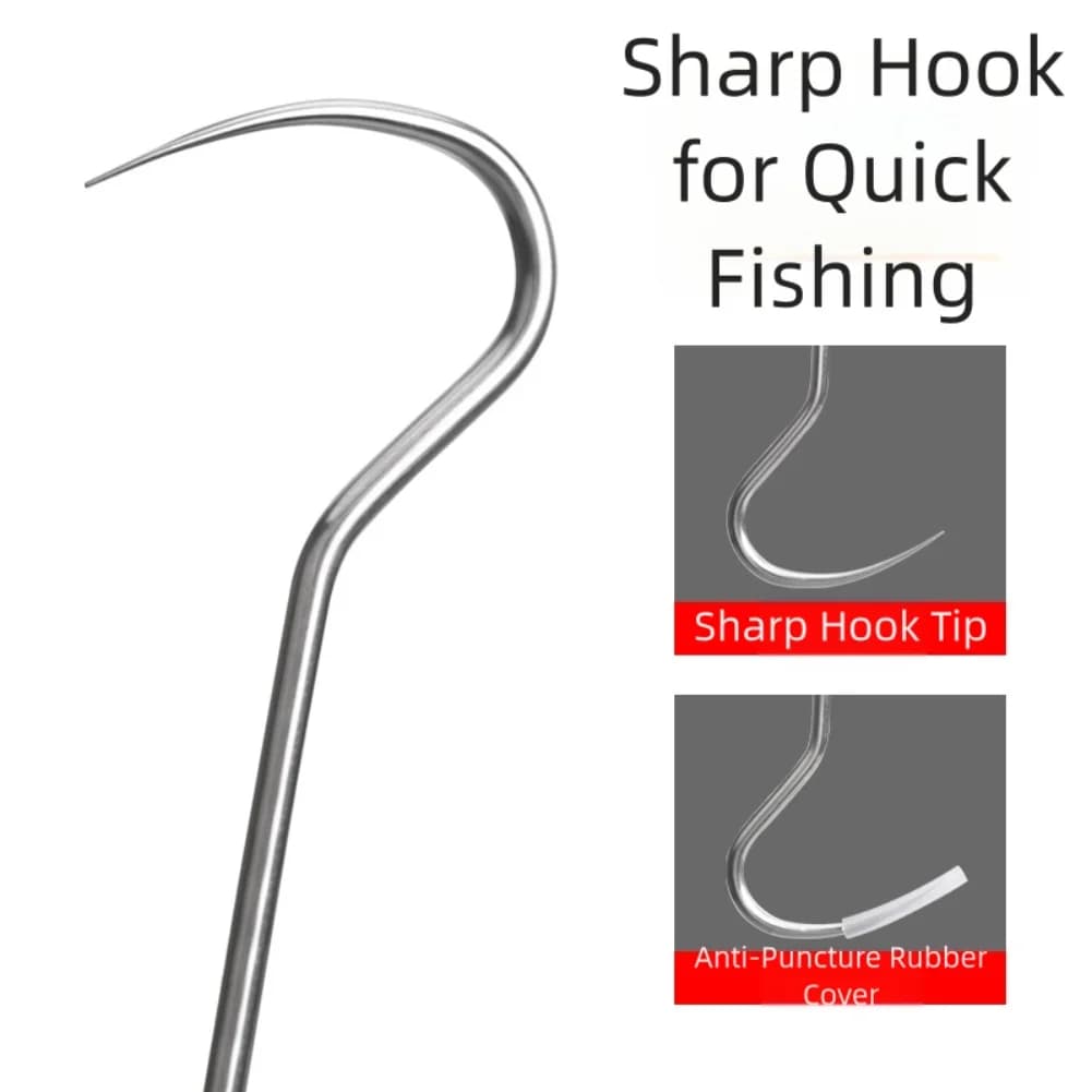 Set di Attrezzatura da Pesca con Ancora Gaff 32,5*4,7cm, Manico Resistente all'Usura, Adatto per Pesca in Barca, Guaine in Gomma Anti-Perforazione