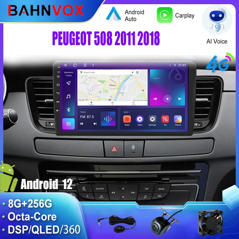 Android Car Radio GPS Navigation Multimedia Video Player for PEUGEOT 508 2011 2018 Stereo Tape Recorder Screen Carplay