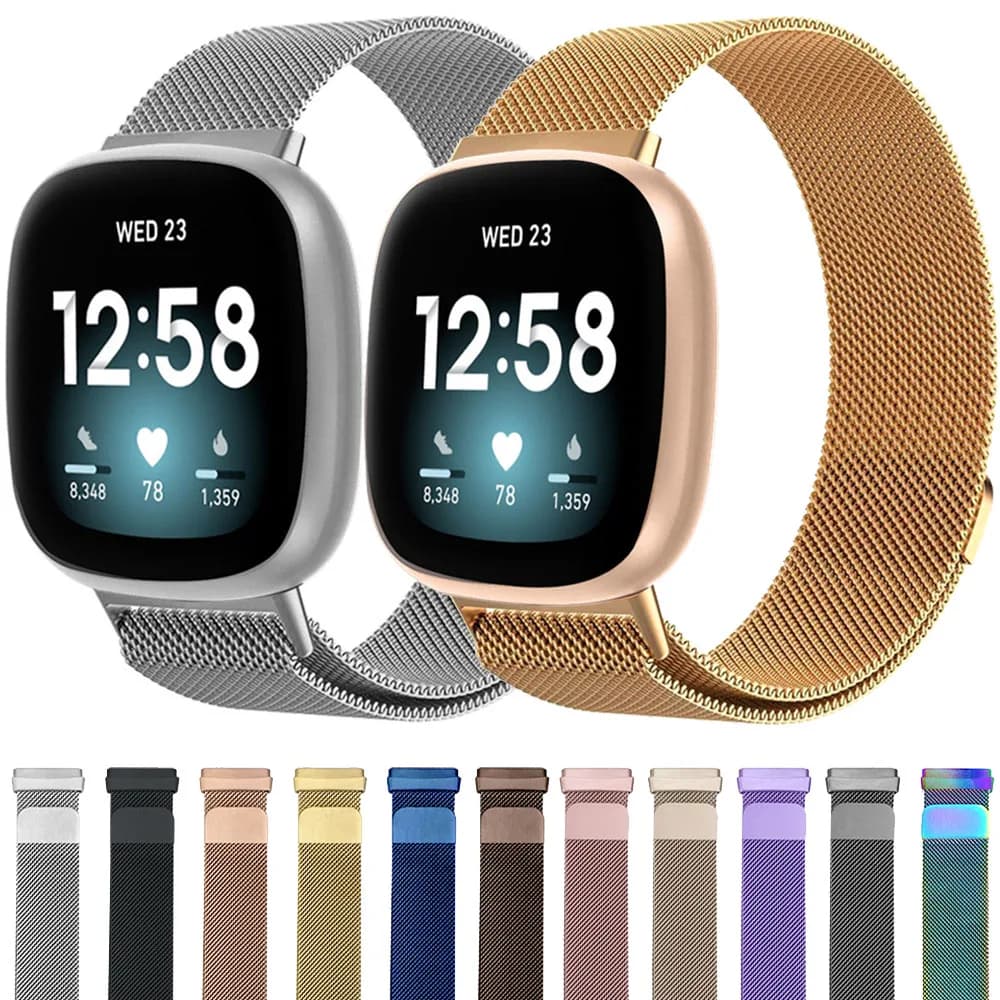 Official Metal Milanese Loop Strap For Fitbit Versa 4/Versa 3 Smartwatch Bracelet Wristband For Fitbit Sense 2-1 Magnetic Correa