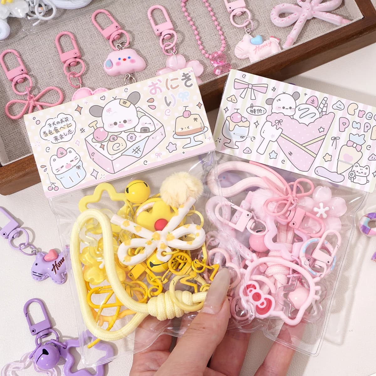 10-15pcs/lot Colorful Carabiner Clasp Key Chain Rotating Keyrings, for DIY Key Chain Fuse Beads Charm Pendant Accessories Materi