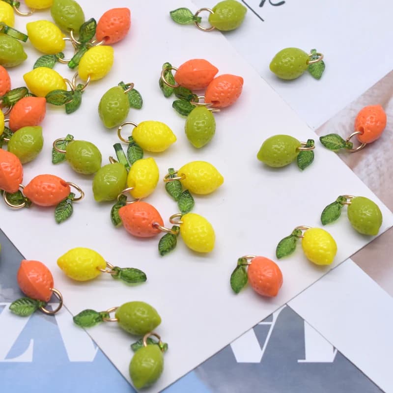 10pcs Mix Color Acrylic Fruit Lemon Pendant DIY Charms Small Lemon Charm Handmade DIY Jewelry Accessories