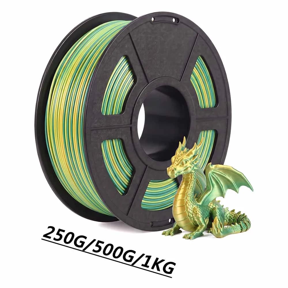 250g 500g 1Kg Dual Color PLA Silk gold green 3D Printer Filament 1.75mm Pla Silk gold green 3D Printing Materials 2 Colours