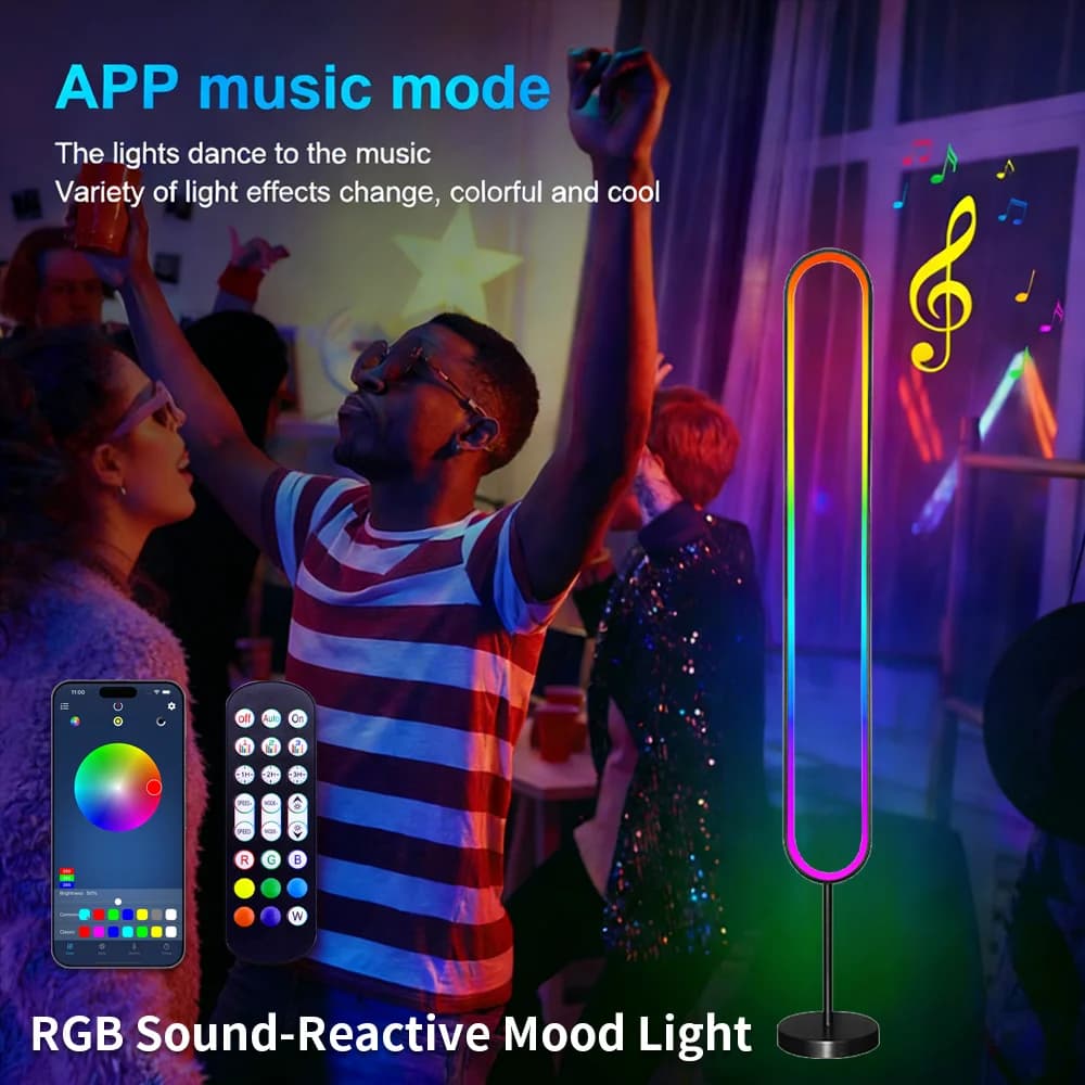 Colorful Dynamic Earth Lamp, 7 Colors Atmospheric Light for Living Room, Bedroom, Dance Studio, U Shape Smart Land Lamp with Tuya Control