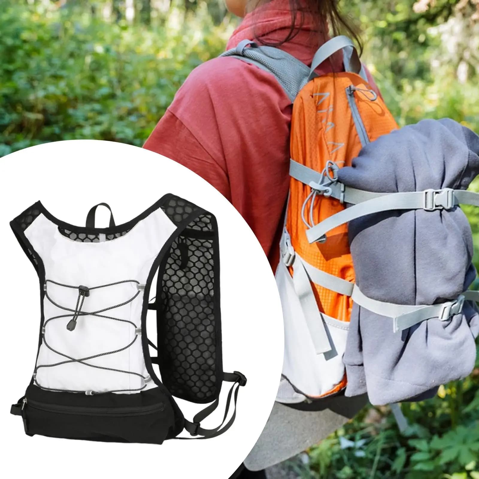 Adjustable Hydration Vest Comfortable Breathable Runner Rucksack with Reflective Strips for Camping Climbing Trail