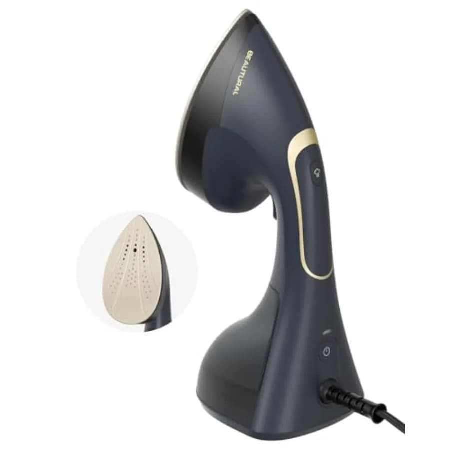 Vaporizzatore per Vestiti 2-in-1, Ferro da Stiro a Vapore 1200W, Potente Rimuovi-Piega Portatile per Tessuti con Vapore a Impulsi e Riscaldamento in Ceramica