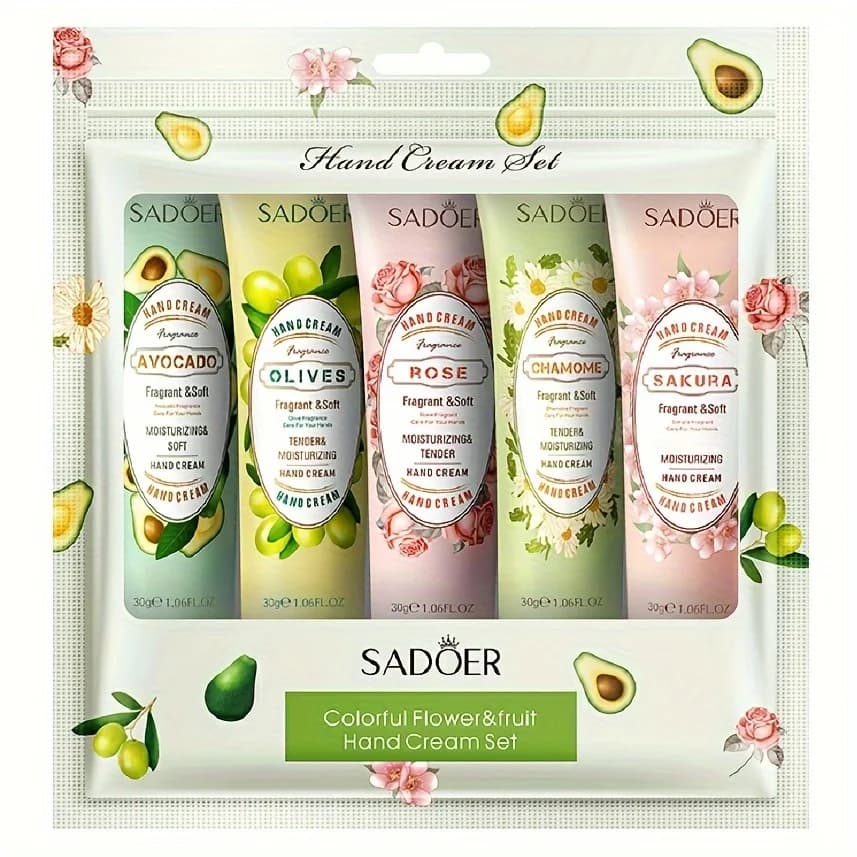 5 pieces of fruit hand cream travel set Essetial small portable package anti-drying moisturizing kneeling non-fat refreshing