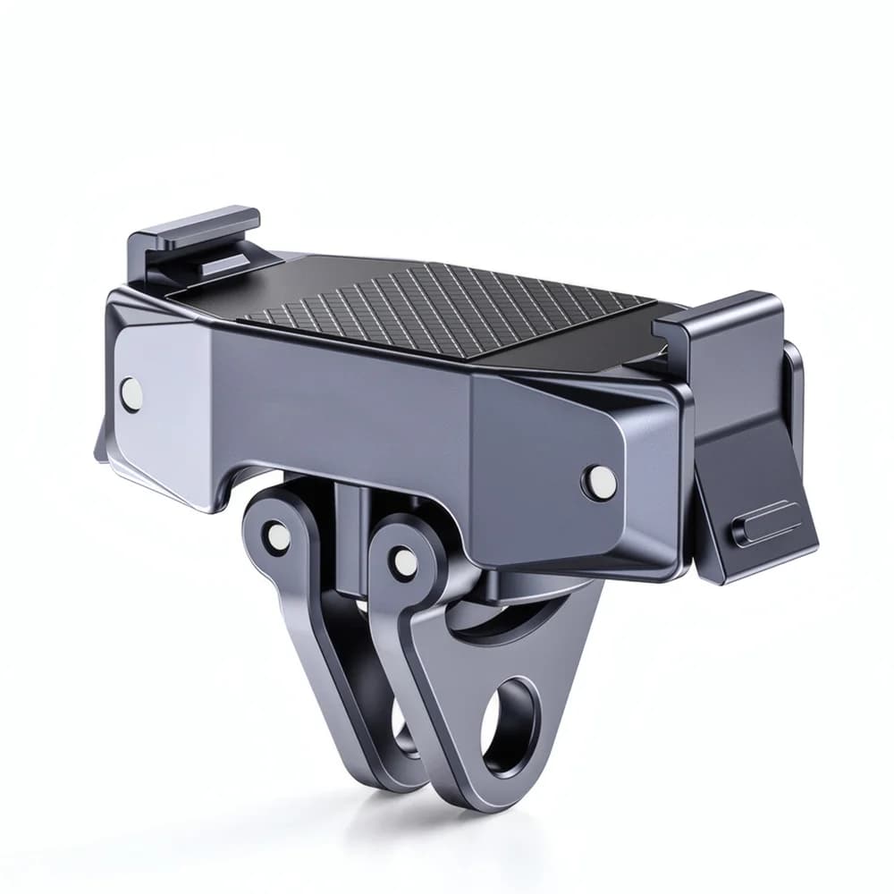 Supporto Magnetico in Alluminio per Fotocamera DJI Osmo Action 5 Pro/4/3, Base a Sgancio Rapido, Rotazione a 360° con Attacco da 1/4" e Perni
