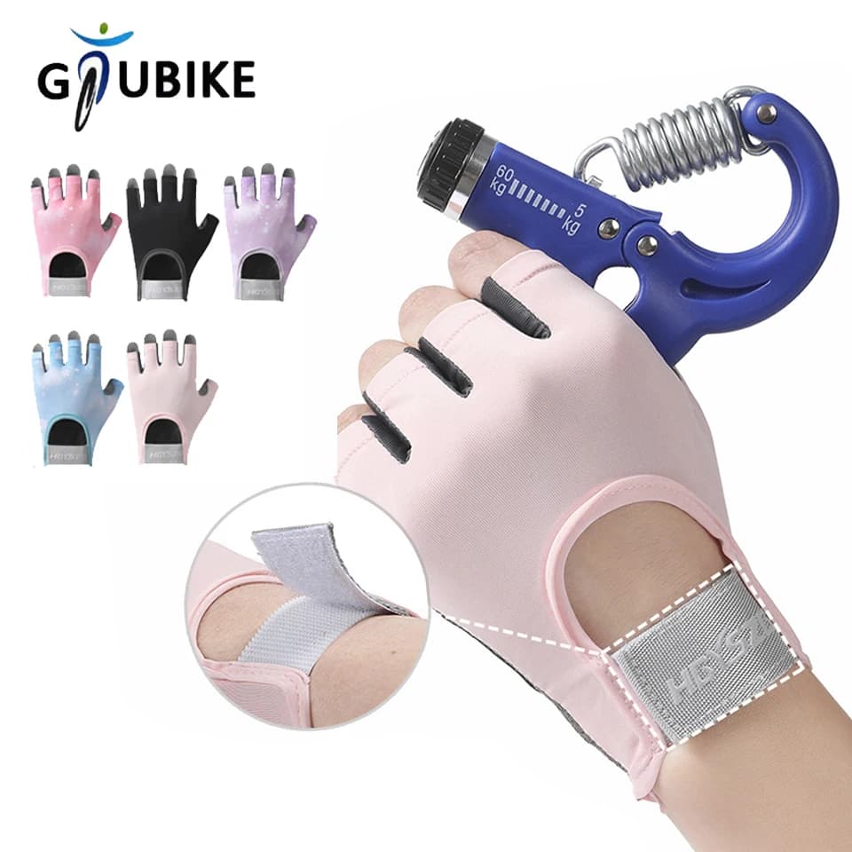 GTUBIKE Weightlift Gloves Gym Equipment Gloves Outdoor Sports Anti-slip Half-Diamonds Breathable High Elasticity Summer Unisex