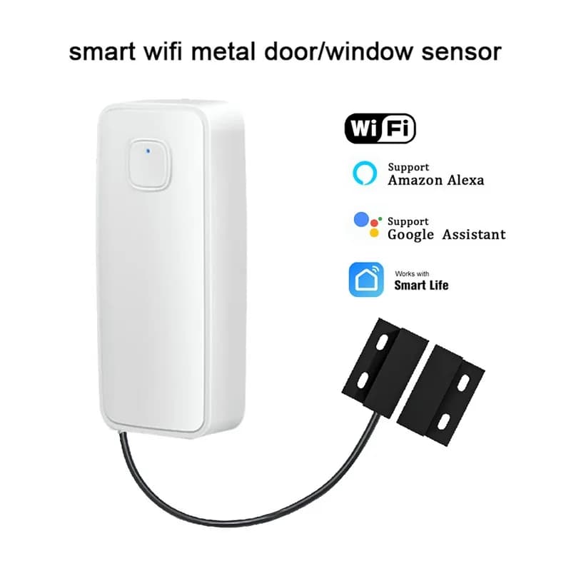 Tuya WIFI Smart Door Window Sensore magnetico Rilevatore aperto chiuso Allarme di sicurezza Porta antifurto per la casa Sensore per porta scorrevole in ferro