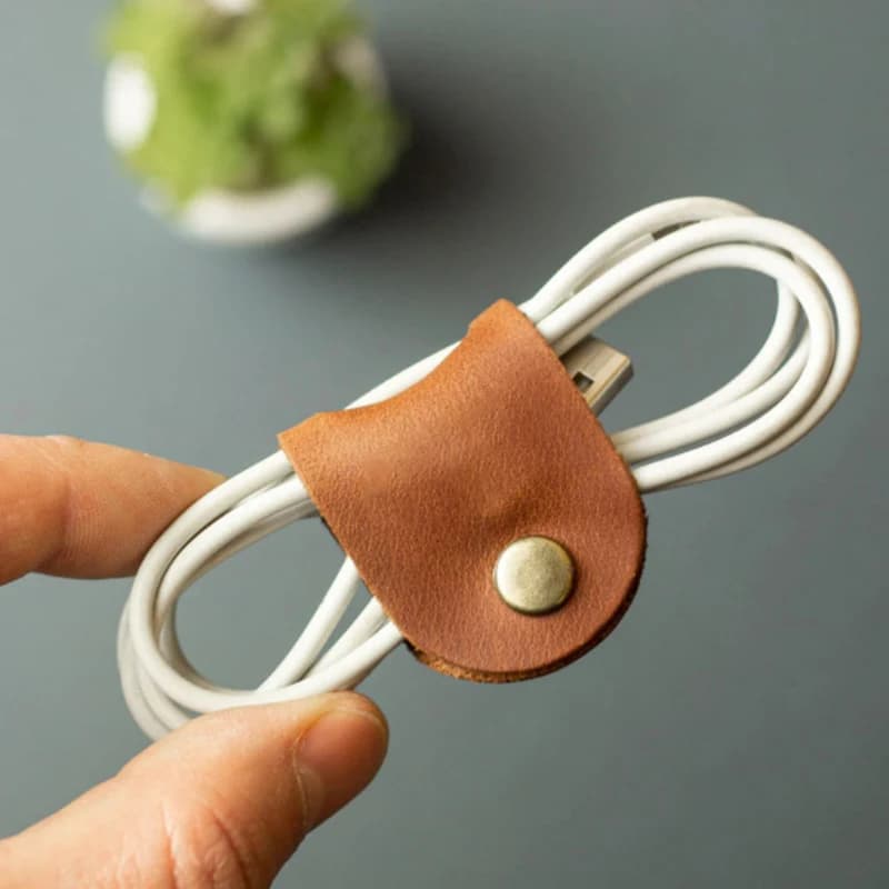 1/3 Pezzi Mini Organizzatore per Cavi in Pelle, Accessori per Auricolari, Protezione per Cavi di Ricarica, Clip Portacavi