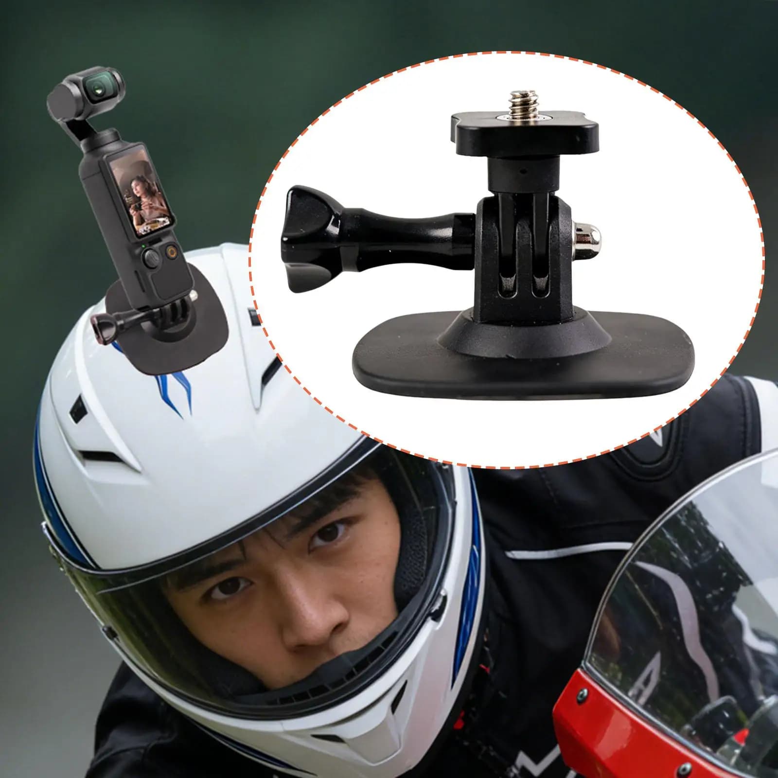 Supporto Adesivo Compatto e Sicuro per Casco Moto, per Action Camera e Accessori per Videocamere Sportive