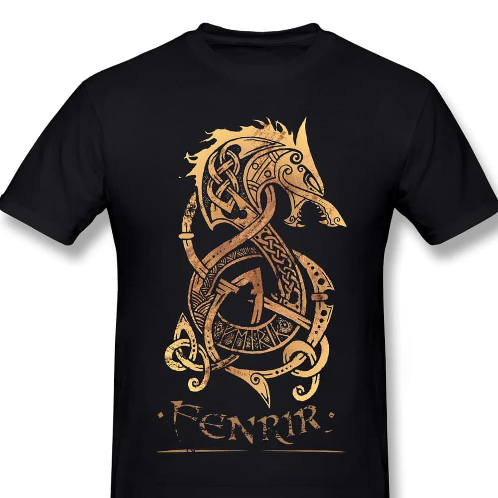Uomo Anime Wolf Romantic Horror Film t-shirt Fenrir The Nordic Monster Wolf 100% cotone Tees Harajuku TShirt Fashion Streetwear