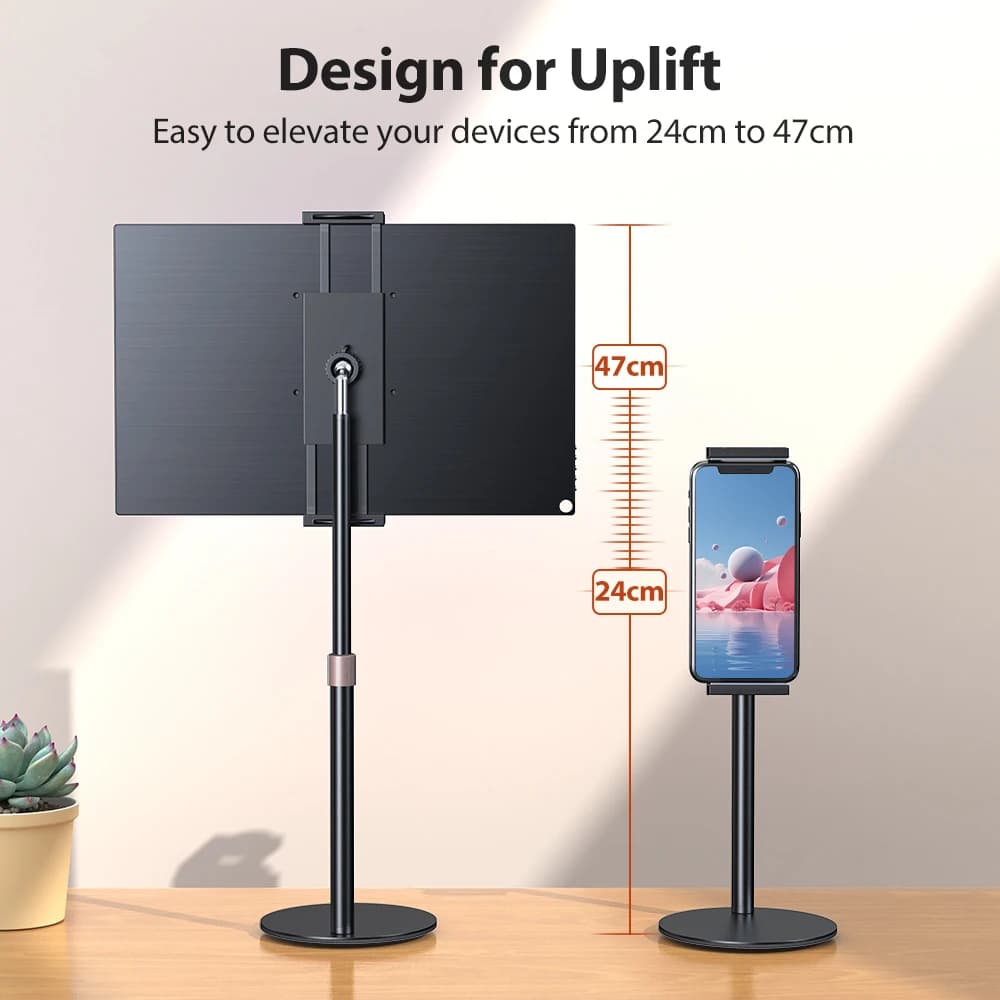 Portable Rotating Monitor Stand Bracket Height Adjustable Vesa Monitor Tablet Free Standing Low Profile Desk Mount up to 17.3"