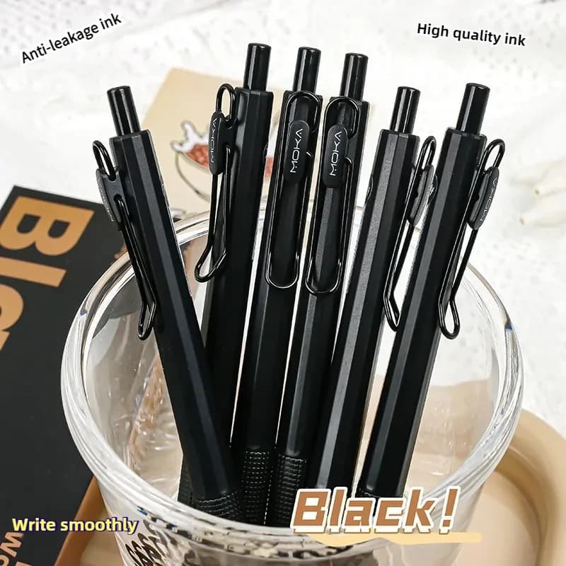 6 pezzi, penna per inchiostro gel retrattile, punta ST con impugnatura per penna in silicone, inchiostro ad asciugatura rapida senza sbavature inchiostro nero da 0,5 mm, scrittura fluida, Natale