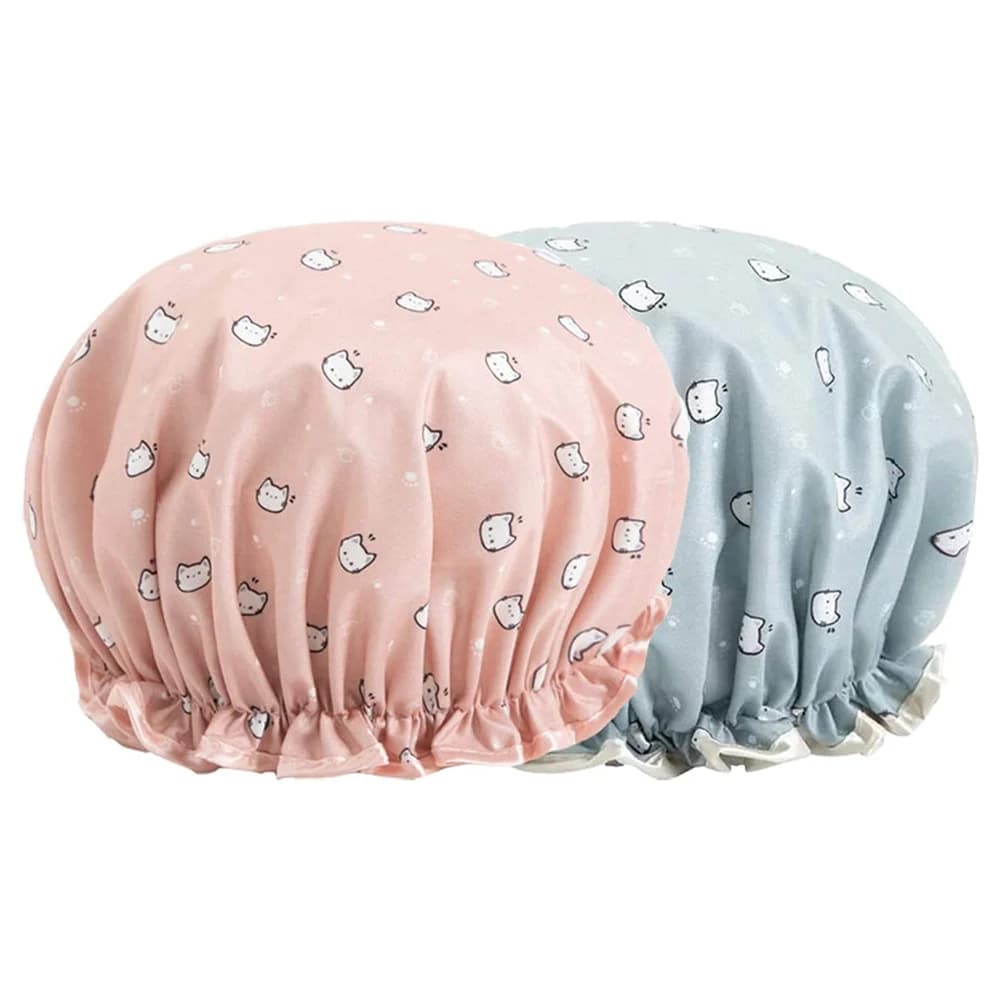 Waterproof Swim Hat Women's Shower Head Reusable Elastic Bath Hat Bathroom Double Layers Hair Cover Women's Bathroom Accessories