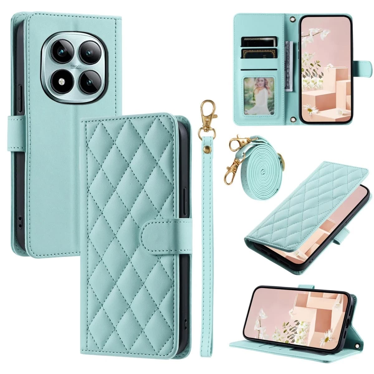Crossbody Wrist Strap Cards Solt Wallet Phone Case for Xiaomi Redmi Note 15 Pro Plus 14 13 Pro 5G 4G Leather Protective Cover