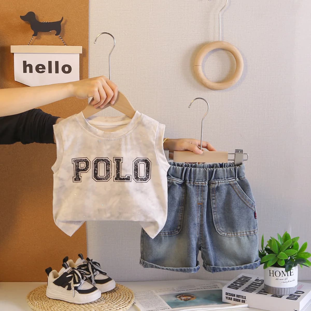 Children Boys Summer High Quality Casual Clothes Cotton Letter Vest Denim Shorts 2Pcs/Sets Kids Casual Outfits Infant Tracksuit