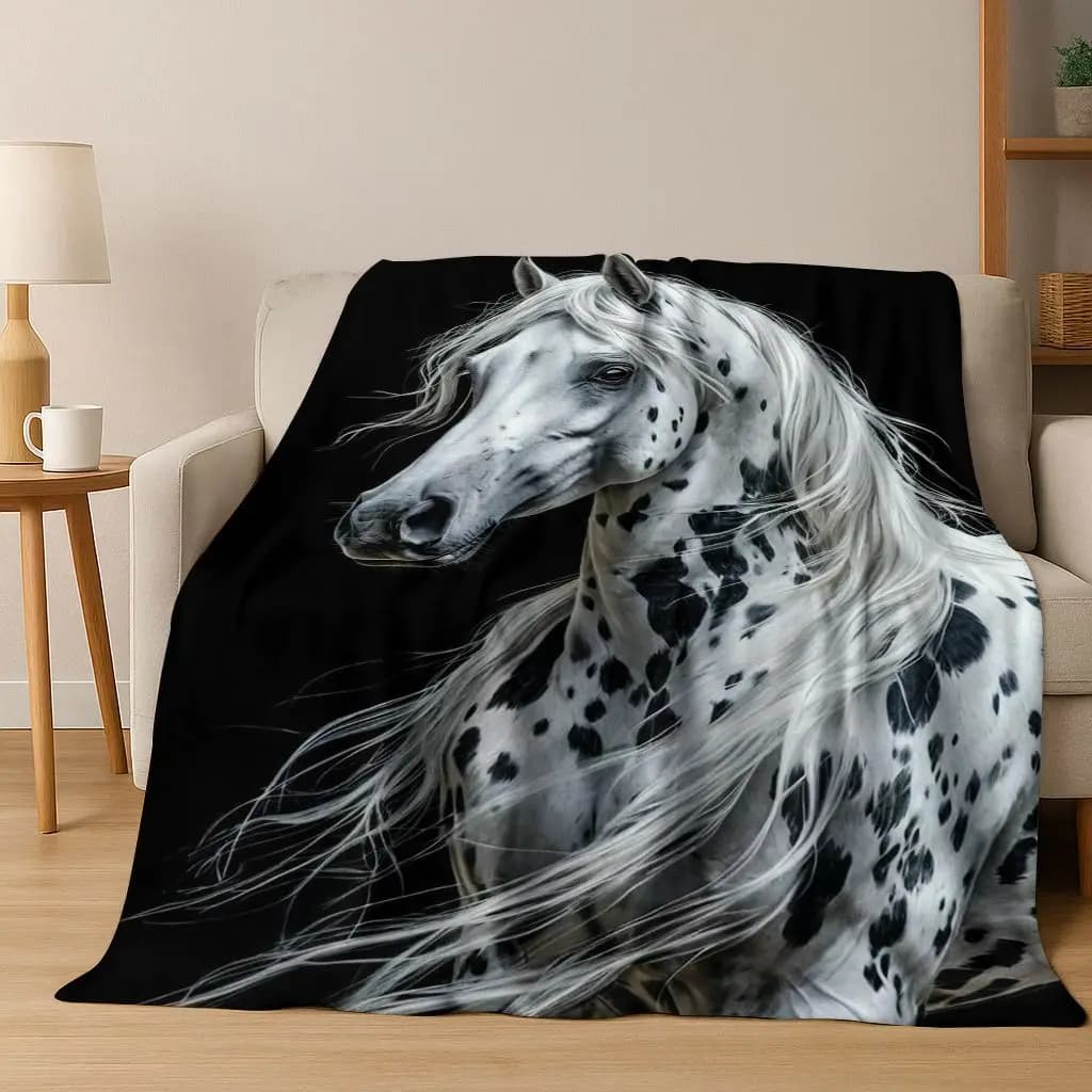 Dream Gallop Steed Horse Mustang Cartoon Art Coperta di flanella, accogliente e morbida coperta per la casa, camera da letto, divano letto, regalo per bambini