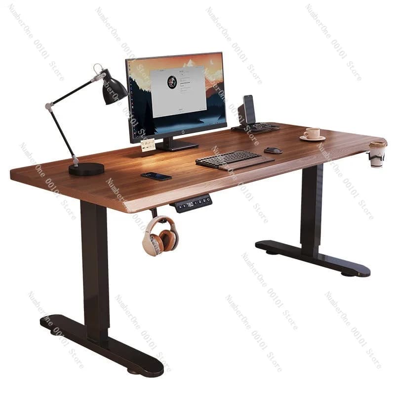 Scrivania Elettrica Regolabile in Altezza Premium, Postazione di Lavoro Intelligente in Legno Massello, Tavolo per Computer da Ufficio e Casa, per Gaming, Studio e Scrittura