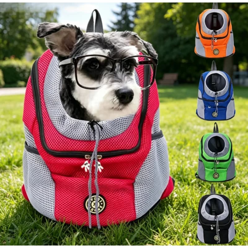 Nuovo Zaino Doppio per Animali Domestici, Borsa da Trasporto Portatile da Viaggio con Rete, Borsa Frontale per Cani e Gatti di Piccola Taglia