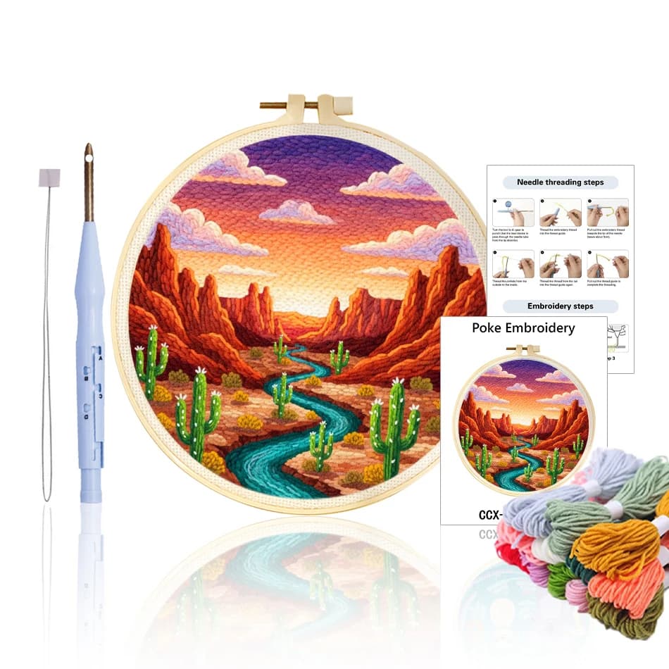 GATYZTORY punch needle embroidery package Tufting For Beginner landscape 20x20cm diy kit Sewing accessories Picture Arts Crafts