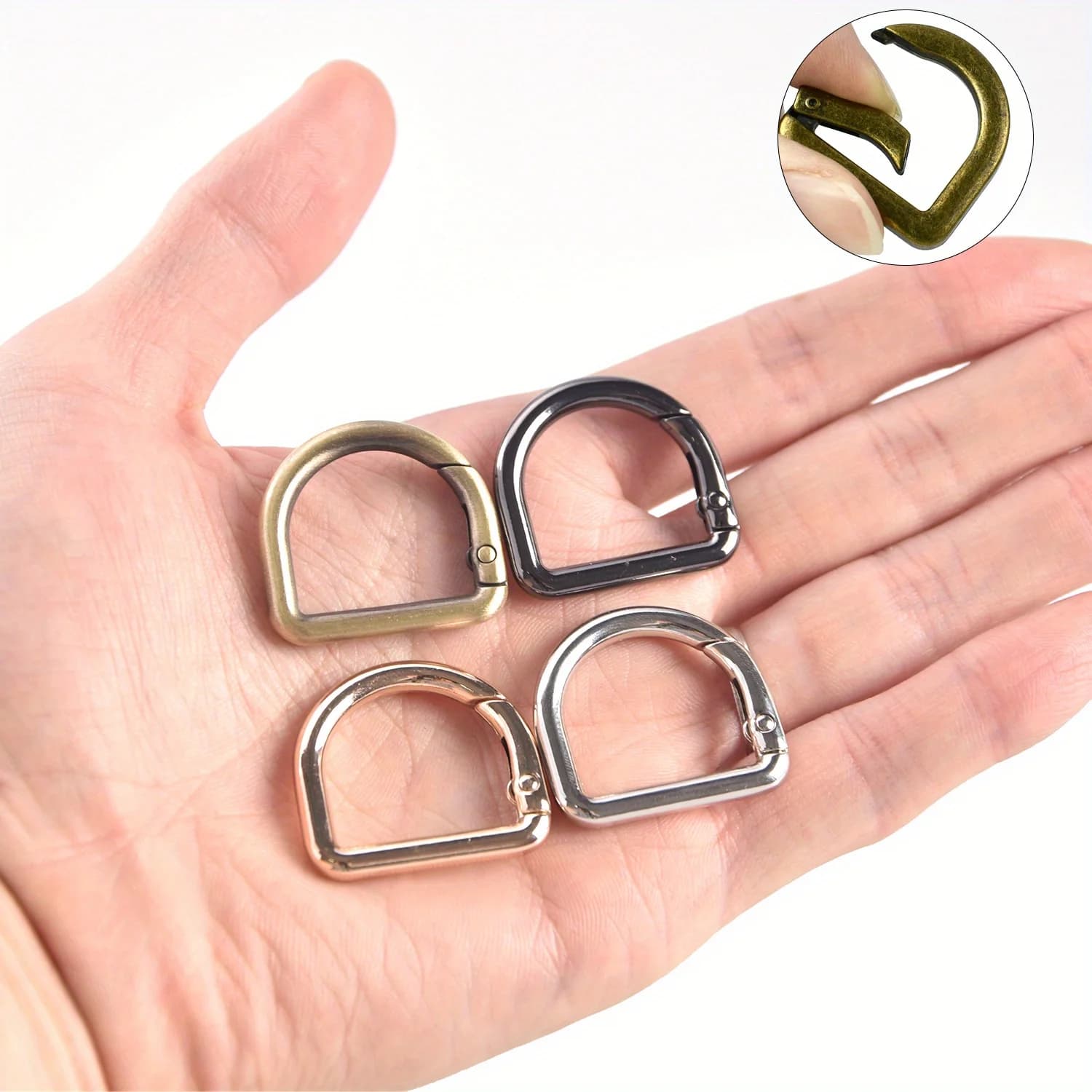 5pcs Spring D Ring, Metal Spring Key Ring, Buckles Clasp for Backpacks Handbag Purse Strap for Hardware Bags DIY Accessories