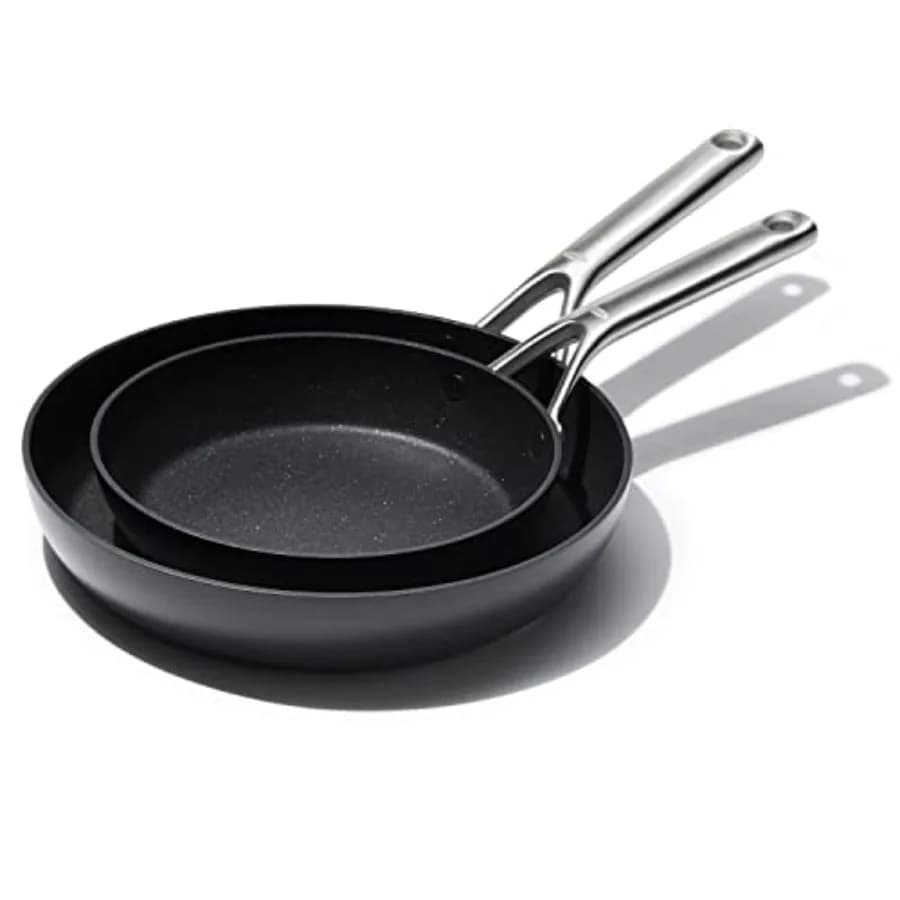 Set di padelle professionali da 8 e 10 pollici, antiaderenti in ceramica anodizzata dura, senza PFAS, in acciaio inossidabile, per induzione