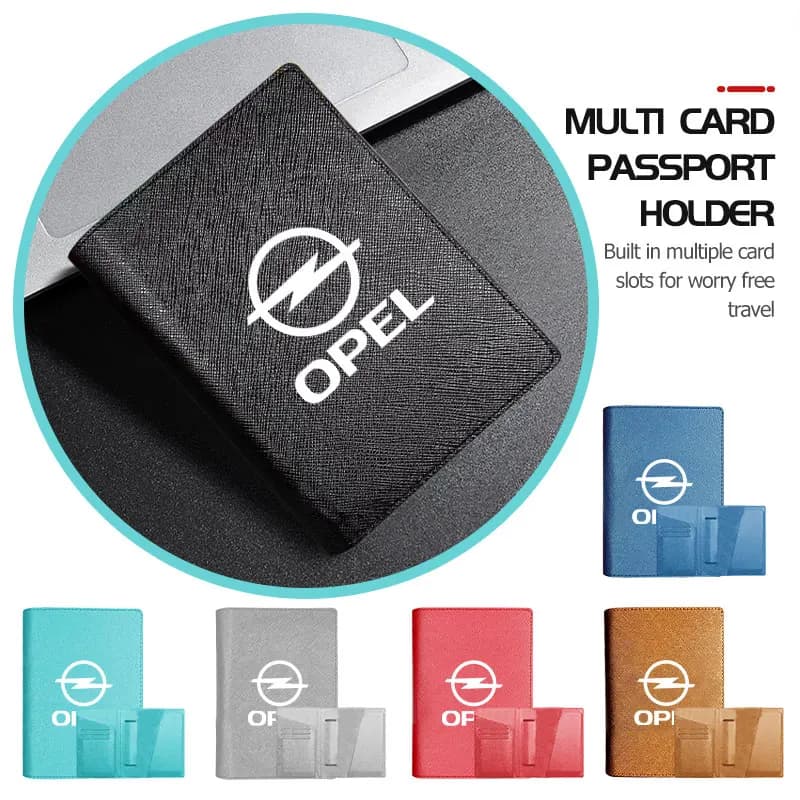 Leather Wallet Multi Slot Passport Travel Wallet ID Card Holder For Opel Insignia Corsa Zafira Mokka Grandland Antara Ampera