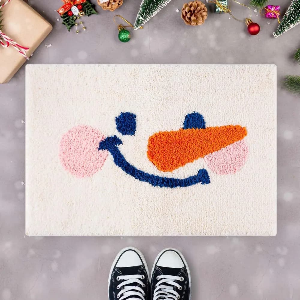 Tappetino natalizio che assorbe l'acqua Design di Babbo Natale Modello di omino di pan di zenzero Tappetino da bagno Tappeto per porta con decorazioni natalizie