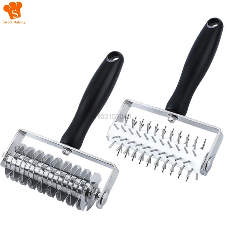 Taglierina a rullo per reticolo per pasticceria Docker per pasta per pizza con manico in PP Dispositivo da cucina professionale per perforatrice per pizza con perno per pizza
