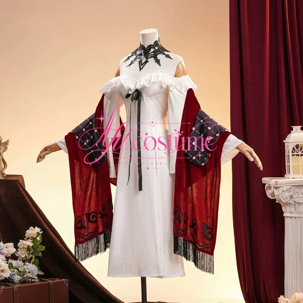 Genshin Impact La Signora Rosalyne Pajama Cosplay Female Character Sleepwear Style Outfit for Christmas Party and Photo Event