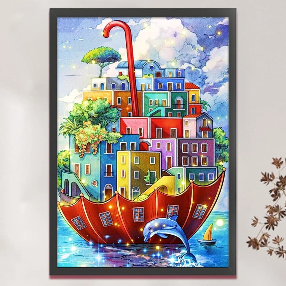 Kit Punto Croce Stampa Castello 40x60cm Fai da Te 11CT Filo per Ricamo Arte Domestica